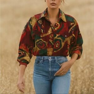 Wrangler Vintage Aztec Tribal Button Down Cowgirl Shirt S